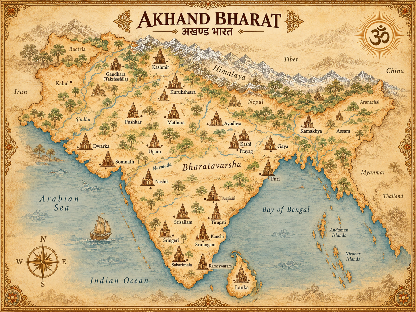 Decorative Akhand Bharat civilizational artwork